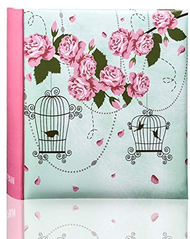 Arpan Slip in Memo Photo album for 200 photos 4x6 / 10x15cm Vintage Rose Birds Cage