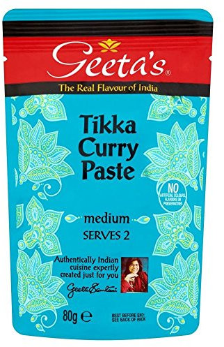Geeta's Tikka Curry Paste 80g (Pack of 2)| The Real Flavour of India | A Medium Tikka Curry Paste with Tomatoes and Exotic Spices | Gluten Free, No Artificial Flavours or Colours