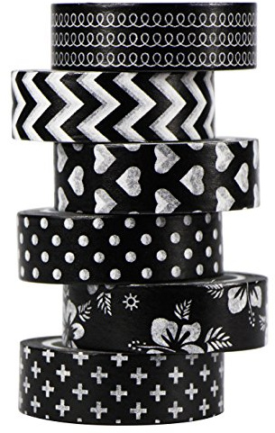 UOOOM 6 Rotoli 10 m x 15 mm Decorativo Washi Tape Nastro Adesivo Scrapbooking DIY Craft regalo