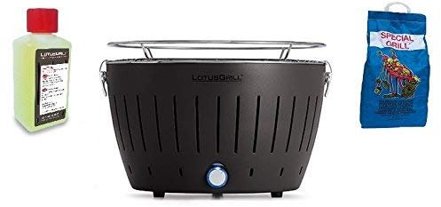LotusGrill NEW KIT by YESEATIS 2017 - Barbecue da Tavolo + Kit Accensione Carbonella ad alte prestazioni e Gel - NERO