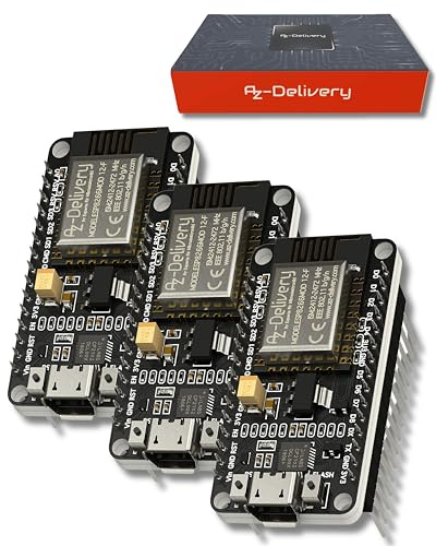 AZDelivery 3 x NodeMCU Amica Module V2 ESP8266 ESP-12F Carte de Développement WiFi WiFi avec CP2102 Compatible avec Arduino incluant Un E-Book!