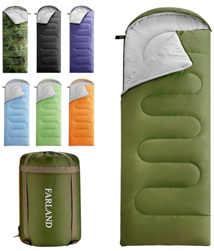 FARLAND Sleeping Bags for Adults Teens Kids with Compression Sack Portable and Lightweight for 3-4 Season Camping, Hiking,Waterproof, Backpacking and Outdoors