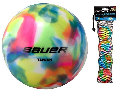 Bauer 4 Pack No Bounce Street Hockey Balls, Cool or Warm Weather (Warm Weather, Multi-Colored)