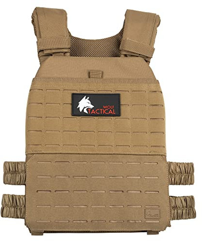 Wolf Tactical Adjustable Weighted Vest for Men & Women - Rucking, Workout, Running, Walking & CrossFit Weight Vest for Strength Training & Fitness (Tan)