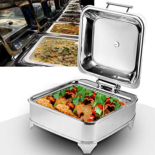 DBMGB 6L Chafing Dish Elettrico, Scaldavivande Elettrico Acciaio Inox, Contenitore Termico per Alimenti Caldi per Buffet, Banchetti, Feste in Casa, Temperatura Regolabile (30-80 °)