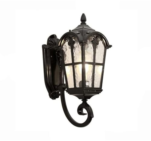 Outdoor Wall Lamp European Style Outdoor Waterproof Wall Sconces Fixtures of Porch Lights with Water Pattern Glass for Patio Porch, Garage, Corrido (Size : 45cm)