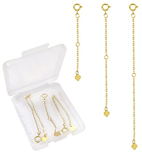 TOAOB 3 Piezas Unidades Extensión de Cadena 5 cm 8 cm 10 cm de Dorado 925 Pulsera de Extensión para Fabricación de Joyas Accesorios de Bisutería de DIY