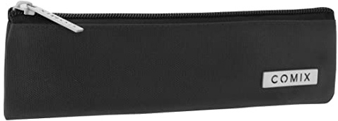 COMIX - Astuccio 2 Penne, Leggero e Compatto, Facile da Trasportare e Riporre nello Zaino o nella Borsa, Ideale per Scuola, Università e Lavoro, 22x6 cm, Nero