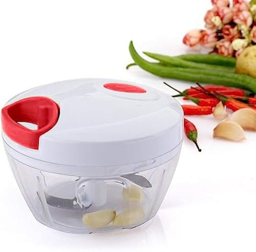 Manual Chopper – To chop Fruits/Vegetabl/Herbs/Nut/Onions&Garlics for Salsa Salad or Pesto Coleslaw Puree-Timesaver-Pull String Food Processor mincer/blender/dicer – Kitchen utensil (Red)