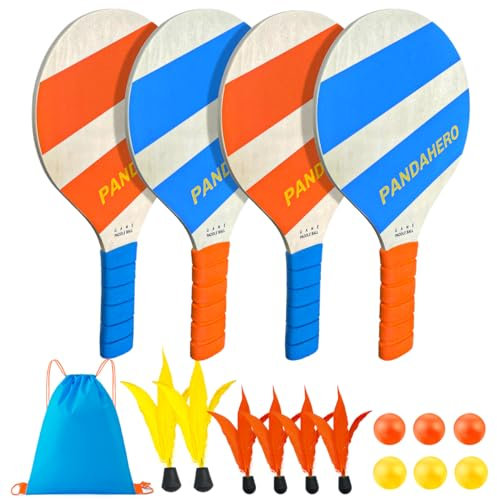 Badminton-Set mit 4 Paddelballschlägern, Hof-Camping-Spiele für Teenager, Strand, Outdoor-Spiel für Erwachsene, Familie, Outdoor, Rasen, Outdoor, Hinterhof-Spiele