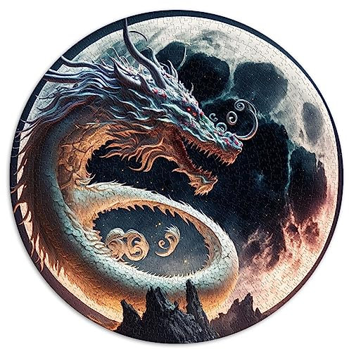dragon Puzzle | Jigsaws 1000 Pieces for Adults round Puzzle | Puzzles Recycled Cardboard 26.5x26.5inch