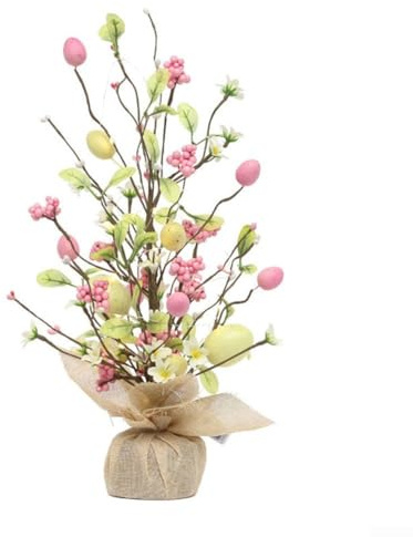 Albero di uova di Pasqua, albero decorativo a LED luminoso, uovo di Pasqua per interni, decorazione da tavolo per soggiorno, camera da letto (C)