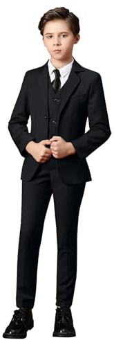 YuanLu Boys Suits Black Slim Fit Tuxedos Size 8 Formal Suits for Kids Ring Bearer Outfit Toddler Tuxedos Dresswear Wedding Dress Clothes