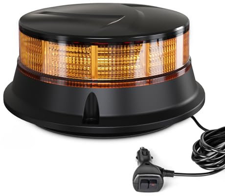 Agrieyes Rundumleuchte 12V Magnet mit Saugnapf, LED Warnleuchte LKW, Zigarettenanzünder Rundumleuchte Traktor Orange, 24V Gelbe Rundumleuchte fürs Auto KFZ