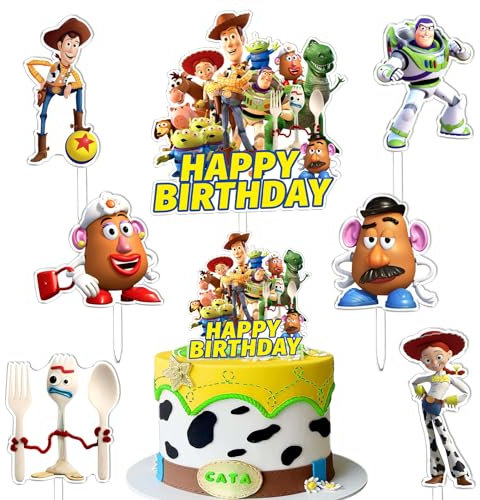 Decoration Gateau Anniversaire Story, 7 Pièces Cake Toppers de Anniversaire Story, Décorations Gateau Story, Cupcake Topper Story, pour Enfants Fête D'anniversaire, Baby Shower, Thème Fête
