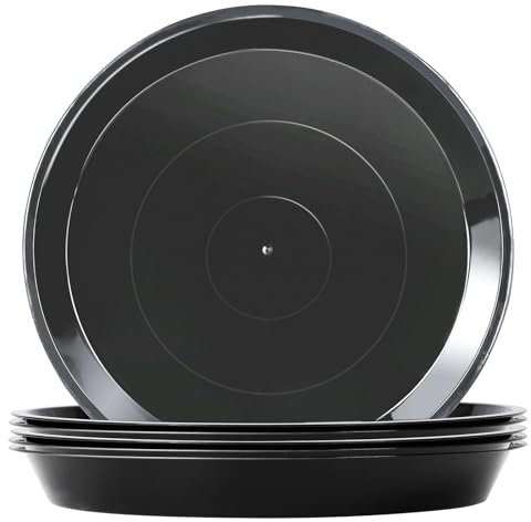 Muzhira TStarJungle 6pcs Sottovasi per Piante, Vassoi Antigoccia per Vasi di Fiori per Piante da Interno/Esterno, Vassoi per Vasi per Piante - 14 cm/Nero