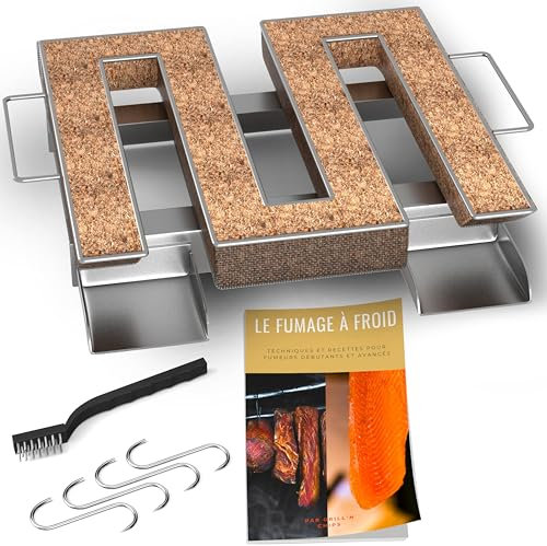 Generador de humo frío cuadrado para ahumadero de carne y pescado + 4 ganchos y 1 cepillo de limpieza