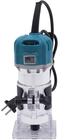 Elektrisk handskärare i trä, överfräs, 800 W, 220 V, elektrisk handfräs, kantfräs, laminattrimmer, router, 6 variabla hastigheter, trimning av bänkskivor, diameter 6,35 mm (blå)