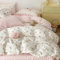 Lanqinglv Juego de ropa de cama de 220 x 240 cm, reversible, diseño de flores, color rosa y blanco, para alérgicos, funda nórdica con cremallera Öko-Tex y 2 fundas de almohada de 80 x 80 cm