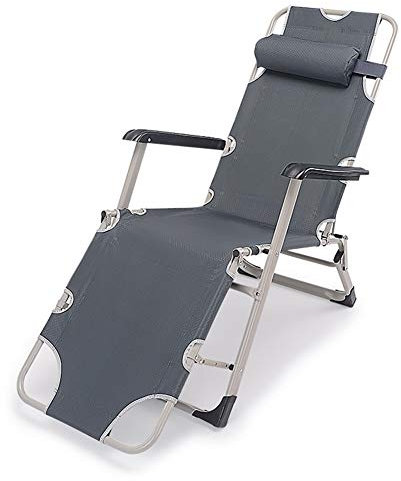 DRFGNF Tumbona reclinable Mecedora Ajustable Gris, Mueble de jardín Exterior, Cama Plegable para Playa, Piscina, Patio, Camping, Patas de Acero, reposapiés Cuadrados, Ajuste de 3 Posiciones c2011