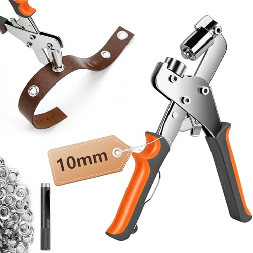 toothank Set di pinze per occhielli professionali con 200 occhielli antiruggine (10 mm)