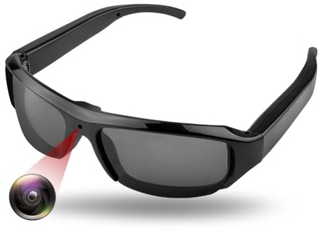 Tosuny Occhiali Intelligenti con Fotocamera 1080P, Occhiali per Action Cam con Obiettivo Grandangolare da 120°, Anti-Vibrazione Intelligente, Registrazione in Loop, Occhiali da Sole