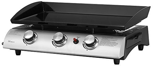 Callow Gas BBQ 3 Burner Plancha Griddle in Stainless Steel with ignitor and heavy duty plancha plate 63cm x 35cm