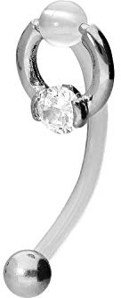 PIERCINGLINE® Piercing Banane PMFK 1,6 x 16 mm Anneau 4 mm Cristal cristallin