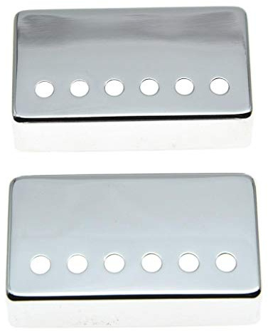KAISH Uppsättning av 2 Humbucker gitarr pickup skydd mässing humbucker pickup skydd 49,2 mm/52 mm stavavstånd pickup skydd krom