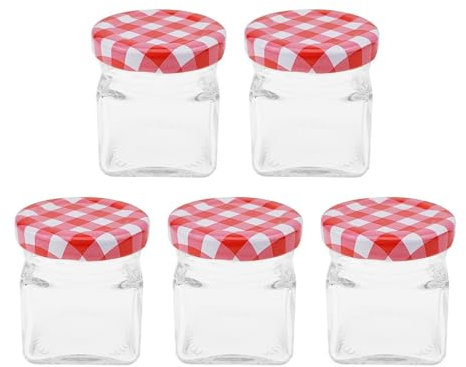 GEEZY 5 Pcs Clear Glass Jar Set Mini Containers Storage Jam Jars with Screw Top Lids