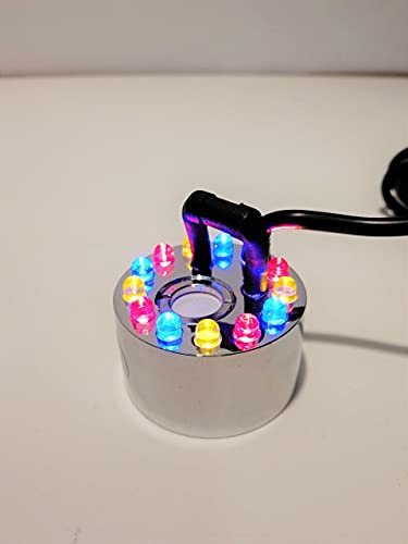 Troesters Brunnenwelt Ultraschall Nebler (24V, 24 Watt, 1,80m Kabellänge), Mist Maker für Ihren Brunnen (1-Fach Nebler inkl. Trafo, LED Farbwechsellicht)