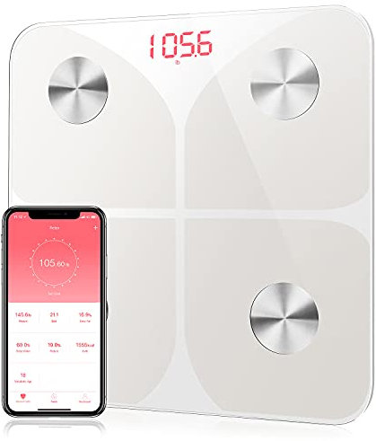 Digital Bathroom Scales for Body Weight - Smart Body Fat Scales Composition Analyzer Monitor, High Precision Measuring for BMI, Muscle, Body Age etc, Smart APP for Fitness Tracking(White)
