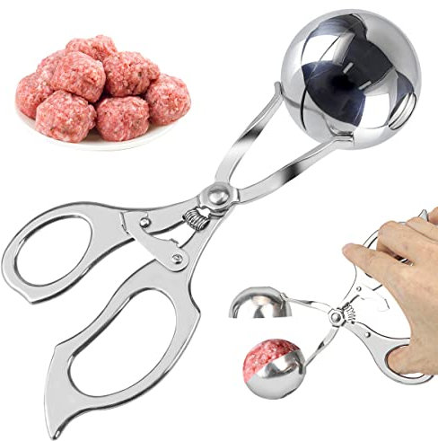 DOERDO Meatball Maker Stainless Steel Meat Baller Meatball Making Tool Ice Cream Scoop Disher Fruits Kitchen Tools, 4.5CM
