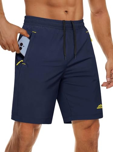 MAGCOMSEN Short Homme avec Poche séchage Rapide Respirant léger Stretch Poche zippée pour Le Sport Le Fitness et l’entraînement