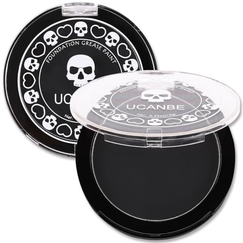 UCANBE Halloween Fond de Teint Noir, Peinture Visage Fard Gras Noir Sûre et Non Toxique, Peinture Corporelle pour Mardi Gras, Théâtre, Scène, Film