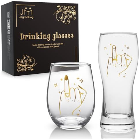 Joymaking Juego de copas de vino y vasos de cerveza para parejas - Regalo de boda personalizado, regalo de compromiso, pequeño regalo para boda, regalo de pareja