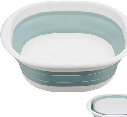 Square Collapsible Washing up Bowl, 3.5L Multi-Functional Outdoor Travel Water Storage Basin, Folding Hand Wash Basin for Kitchen Sink Travel Camping Hiking and Motorhomes(Green)