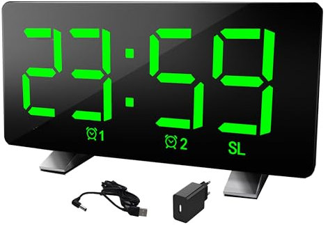 Lancoon Radiosveglia Digitale Sveglia FM Display LED 3 Livelli di Luminosità Auto Dimmer Volume Regolabile Grande Cavo di Alimentazione USB Digitale e Adattatore Inclusi