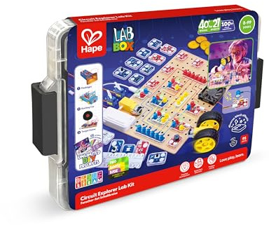 Hape Kit laboratorio dei circuiti | Kit Scientifico Interattivo con Progetti Elettronici | Sistema di Circuiti con Blocchi Magnetici Funzionali | Gioco STEM da 8 anni in su