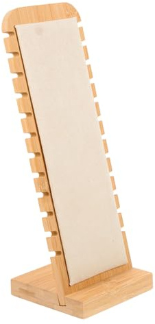 OATIPHO Espositore per Gioielli in Bambù Beige Struttura Multi-strato, Organizer per Collane e Porta Gioielli da Appoggio Facile da Spostare per Esposizione Personale