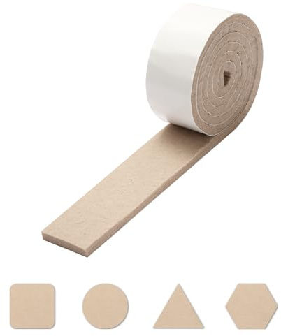 Bandes de feutre souples autocollantes 5 mm - Patins pour meubles découpables - 1 m x 3 cm - Pour glisser facilement sur parquet et carrelage - Silencieux et doux pour le sol - Beige