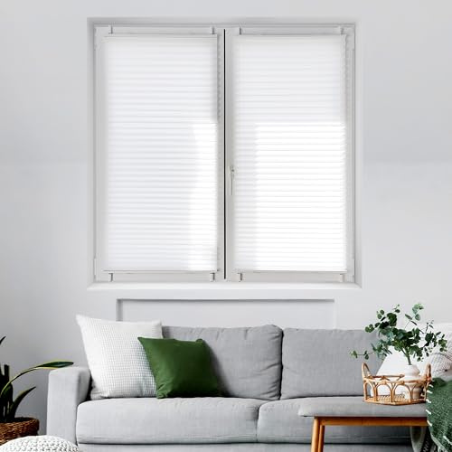 BLINDECOR Store plissé sans perçage 4LOCK 19 cm, Blanc, 70 x 140 cm