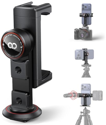 Lamicall Phone Tripod Mount Adapter with 3 Cold Shoe, Arca Port, 1/4 Screw | [Full Aluminum Alloy] Camera Phone Holder, 360° Phone Stand for iPhone 17/Android, Selfie Monopod Clamp for Tripod, Camera