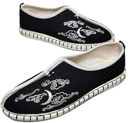 SXTYYH Cinesi Tradizionali Scarpe Kung Fu Stile Etnico Tai Chi Scarpe for Arti Marziali Leggere Fatte A Mano Ricamate Casual Scarpe In Tessuto(Nero,41EU)