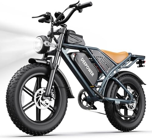DEEPOWER QS7 Electric Bike for Adults, 2000W Peak Power 28MPH E-Bike, 48V 20Ah/35Ah/60Ah Battery Options, 35–180 Mile Range, 20” Fat Tire Ebike, 7-Speed All-Terrain Electric Bicycle