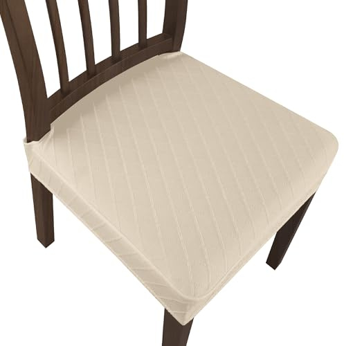 Fundas sillas ajustables impermeables para comedor,pack de fundas silla comedor elásticas,funda para sillas de comedor wasserdicht,cojines sillas comedor lavables y desmontables, (6, blanco cremoso)