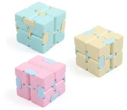 3 Pcs Infinity Cube, Fidget Cube Portable Multicoloured Sensory Cubes