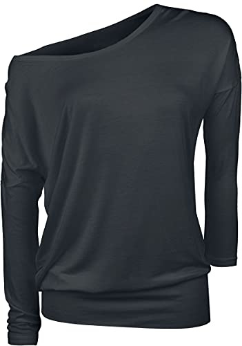 RED by EMP Mujer Camisa Suelta Negra de Manga Larga L