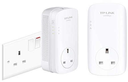TP-Link TL-PA8010PKIT 1200 Mbps Gigabit Passthrough Powerline Starter Kit, White