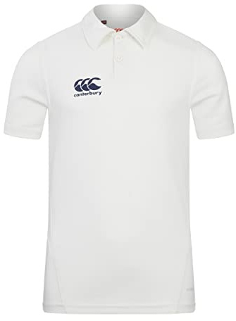 Canterbury Junior Unisex Polo Shirt | Cricket Whites | Moisture Wicking Polo Shirt, Cricket Cream, 10